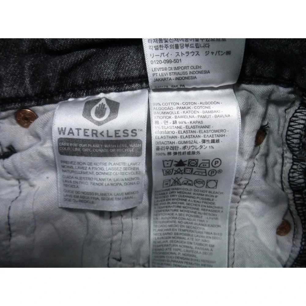 Levis Jeans‎ Mens Size 38 x 30 Gray Denim 501 Button Fly Straight Leg Stretch